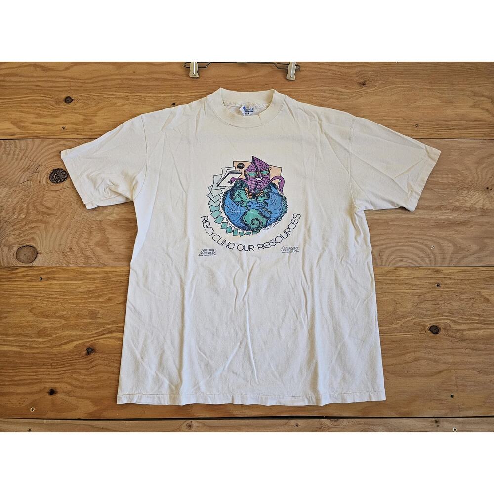 Helping People Helping The Earth T-Shirt Double Sided Sz Xl 90s